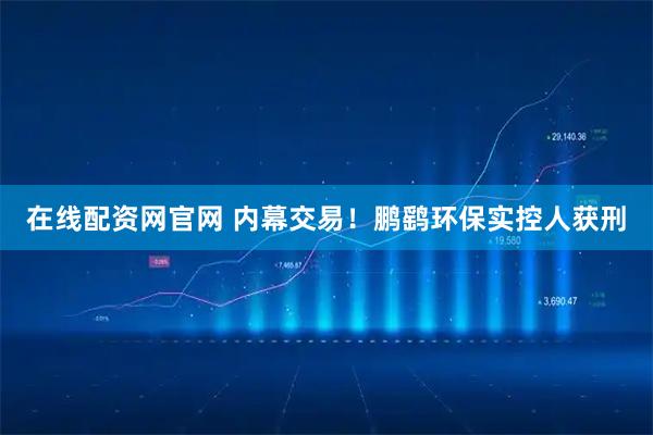 在线配资网官网 内幕交易！鹏鹞环保实控人获刑